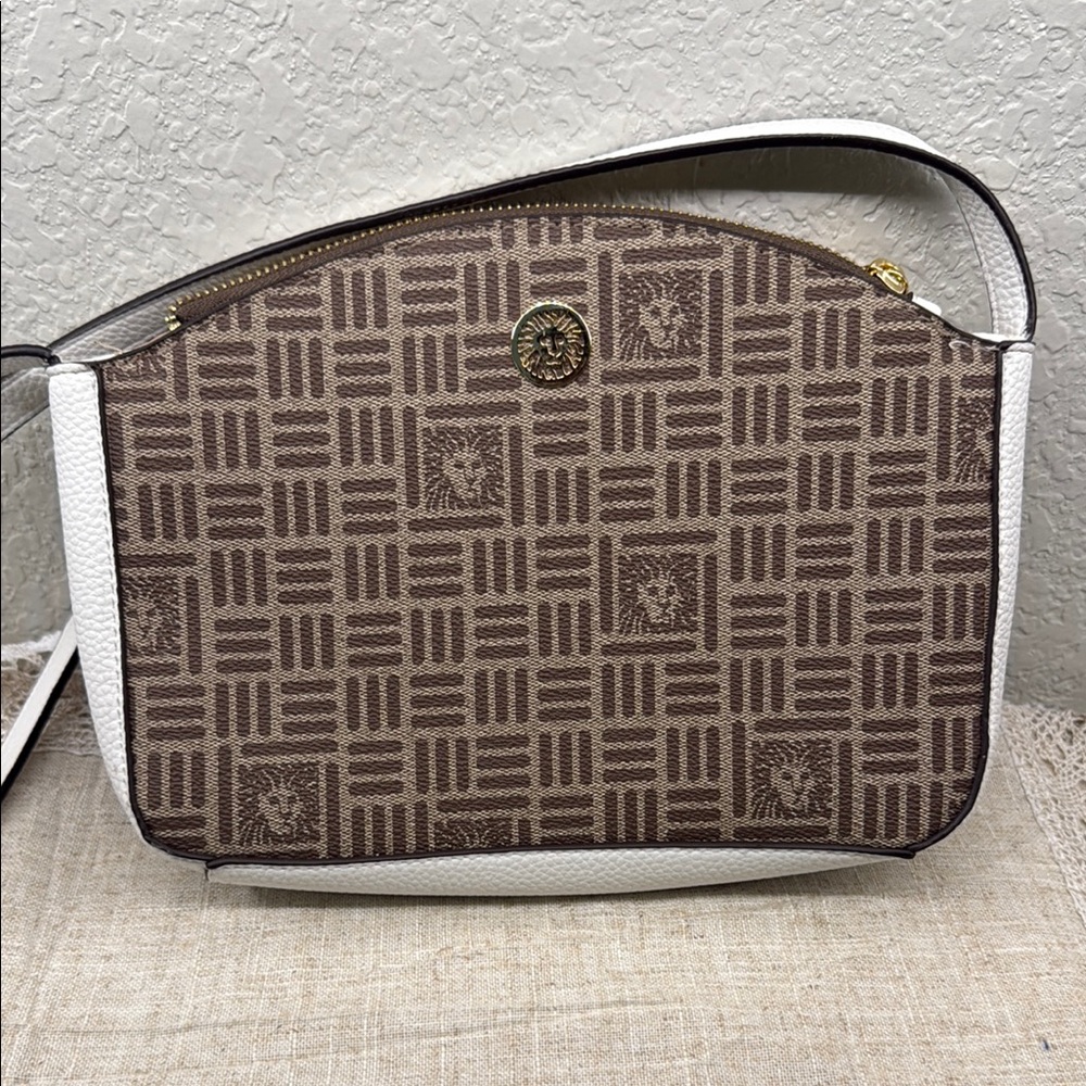 Anne Klein Brown and White Patterned Shoulder Bag